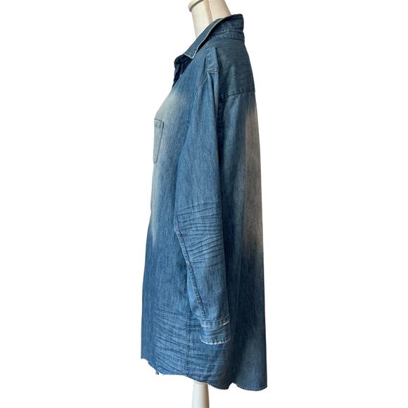 Frank and Eileen Mary Classic Shirtdress Famous Denim Distressed Wash Size L - Picture 7 of 10